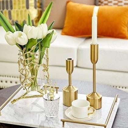 GoldenAura Blättervase | Goldene Deko-Vase | Handgefertigte Keramikvase | Elegantes Wohnaccessoire