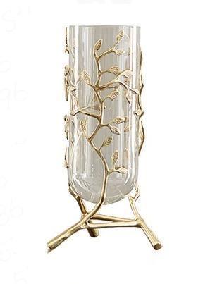 GoldenAura Blättervase | Goldene Deko-Vase | Handgefertigte Keramikvase | Elegantes Wohnaccessoire