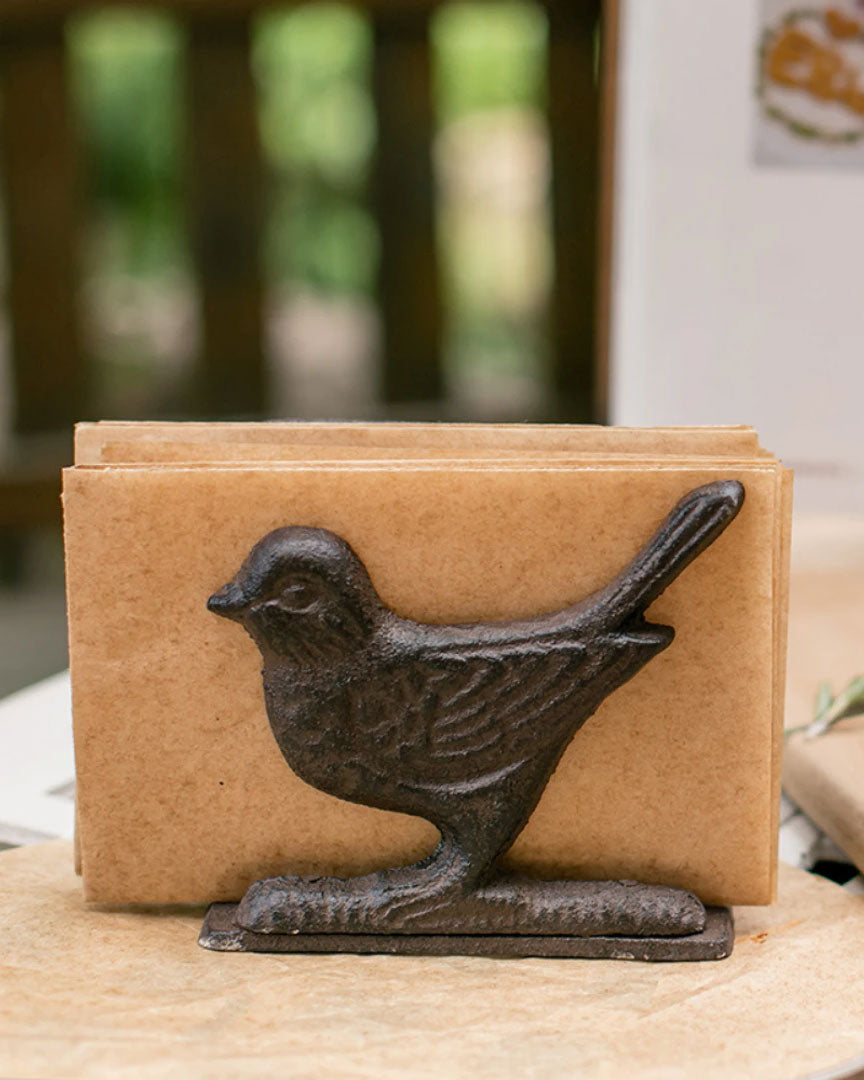 Birdelion Vintage Gusseisen Serviettenhalter | Vogel-Design | Robustes Metall | Dekorative Serviettenaufbewahrung