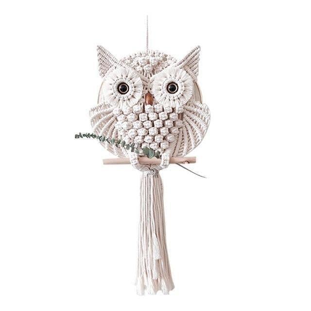 OwlDream Makramee Wandteppich | Handgefertigte Eule Deko | Boho-Wandkunst | Naturtöne