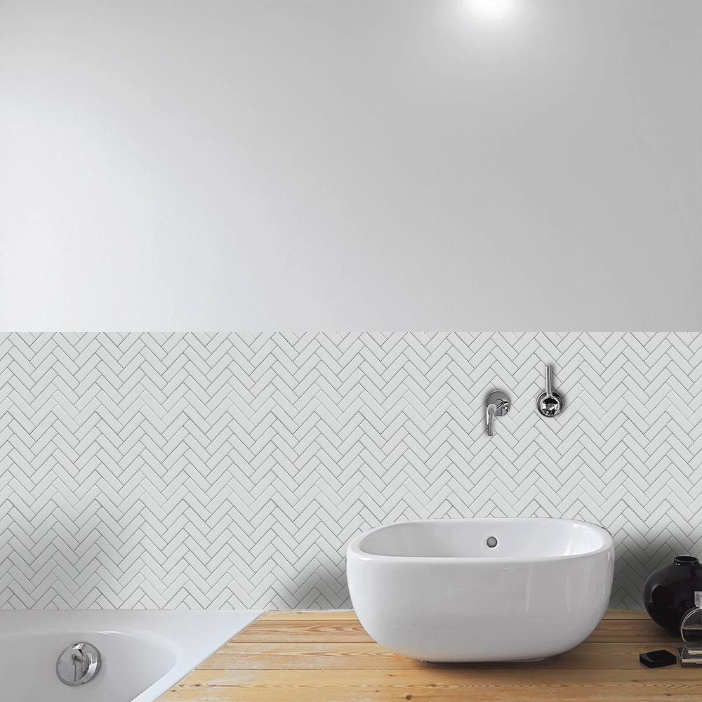 TileStyle Selbstklebende Fliesenaufkleber im Fischgrät-Muster | Moderne Wandgestaltung | Einfach anzubringen & langlebig