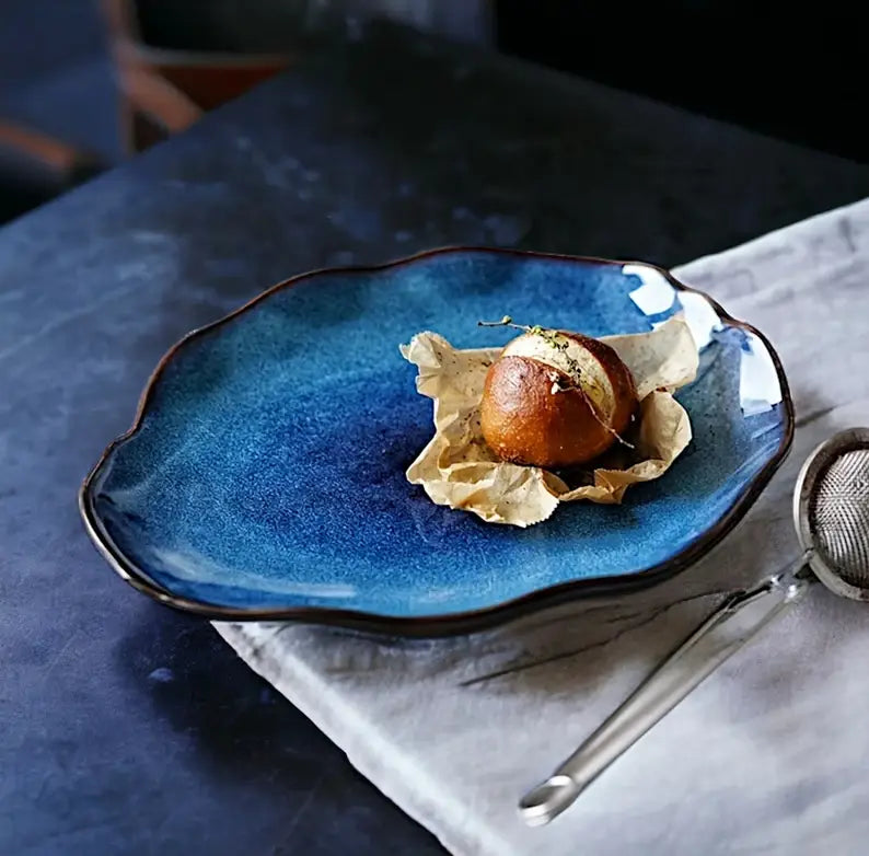 TerraViva Laguna Teller Set | 4-teiliges Keramik-Set | Handgefertigte Design-Teller