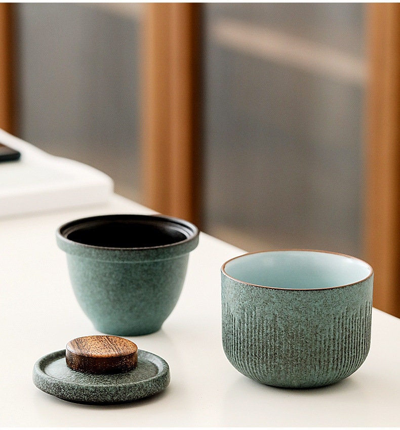 TravelBrew Gaiwan Teeset | Kungfu-Teezeremonie für unterwegs | Ideales Reisegeschenk mit Teekanne & Teetasse