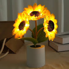 GlowBlume LED Sonnenblumenlampe | Schimmernde Tischbeleuchtung | Dekorative LED-Lampe für Zuhause und Büro