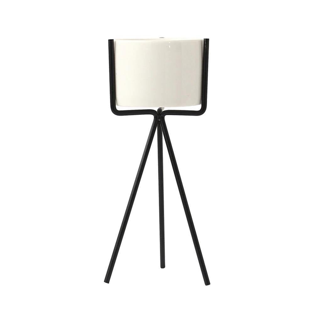 TerraLine Tischpflanzgefäß aus Keramik mit geometrischem Metallständer | Modernes Design | Verschiedene Größen