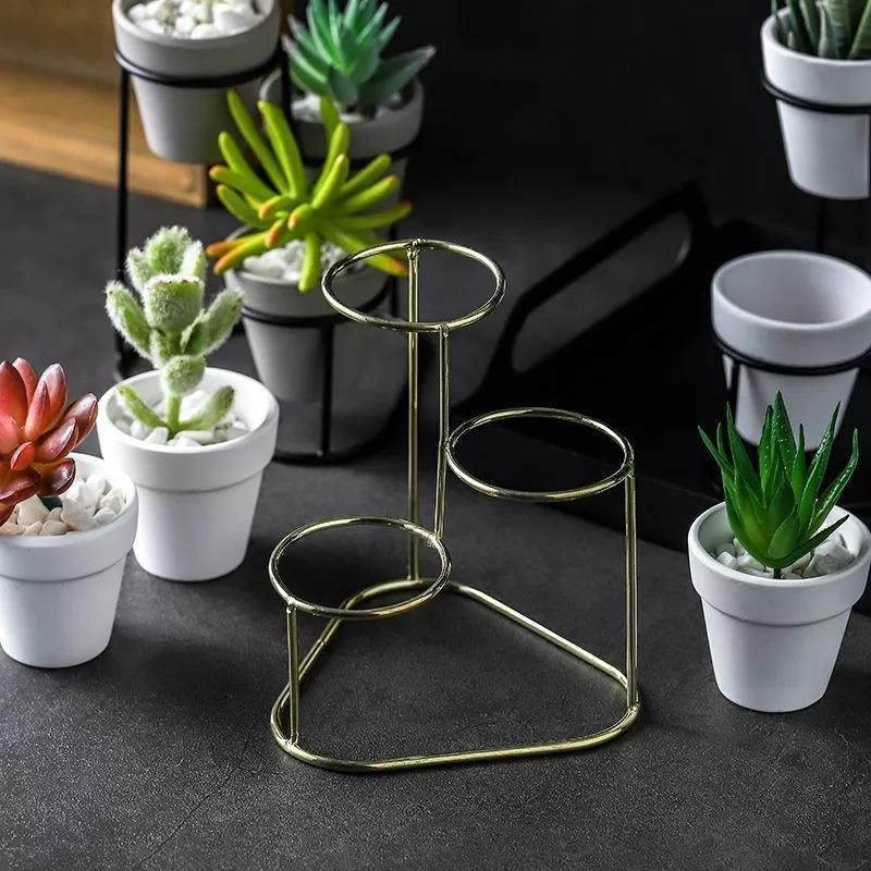 Plantera Ceramic Multi-Planter mit Metallständer | Modernes Design | Stilvolle Pflanzenaufbewahrung