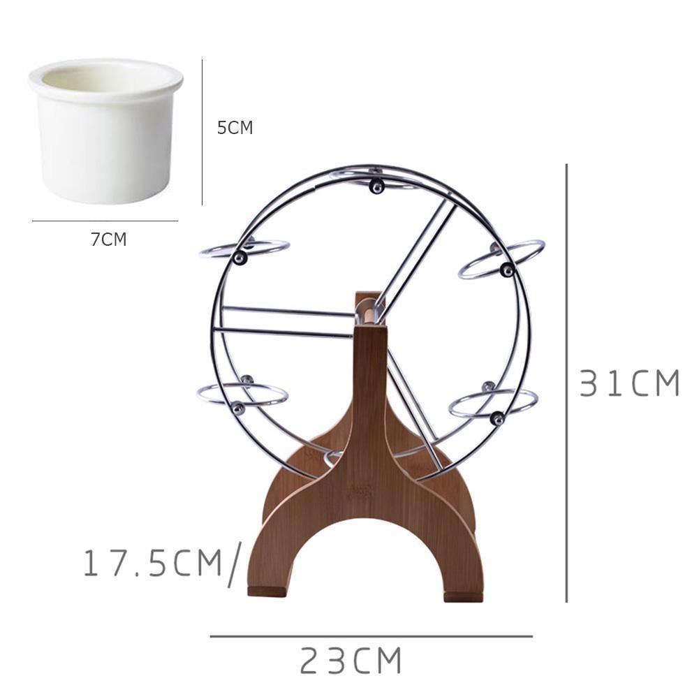 PlanterWheel Holz-Karussell mit Keramik Sukkulententöpfen | Stilvolle Pflanzen-Deko | Rotierende Eleganz