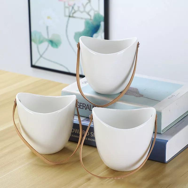 HangingCharm Keramik-Hängepflanzgefäße in Taschenform | Stilvolle Pflanzenhalter | Dekoration für Zuhause & Garten