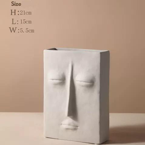 VasoArt Modern Face Keramikvase | Abstraktes Design | Dekorative Eleganz für Zuhause
