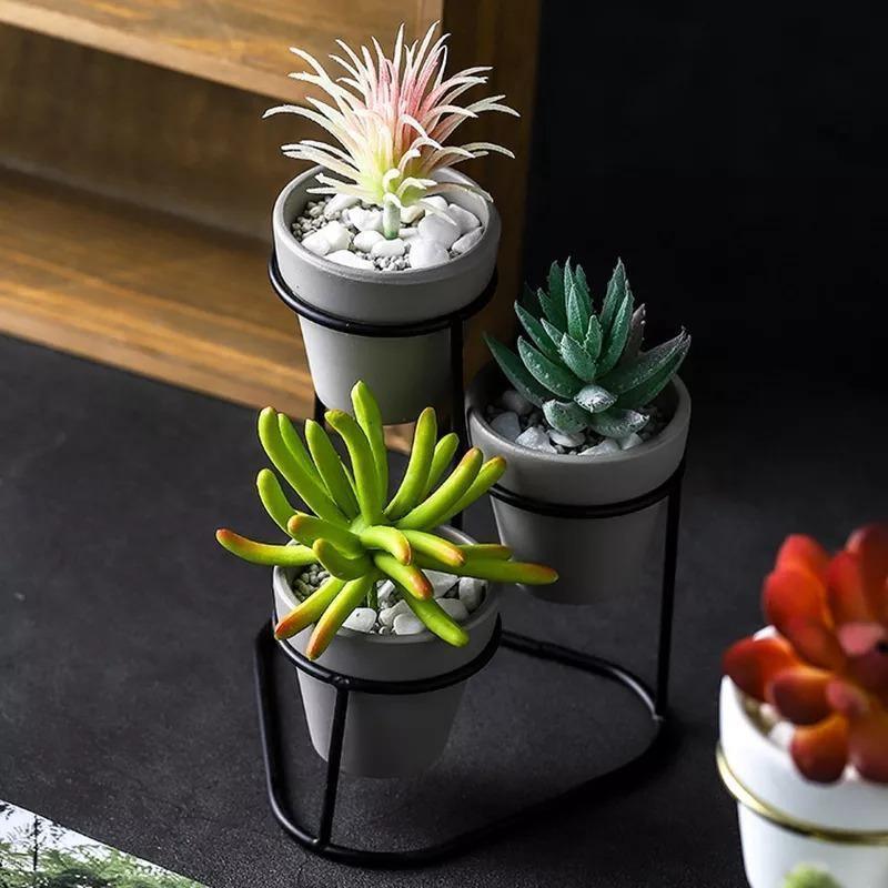 Plantera Ceramic Multi-Planter mit Metallständer | Modernes Design | Stilvolle Pflanzenaufbewahrung