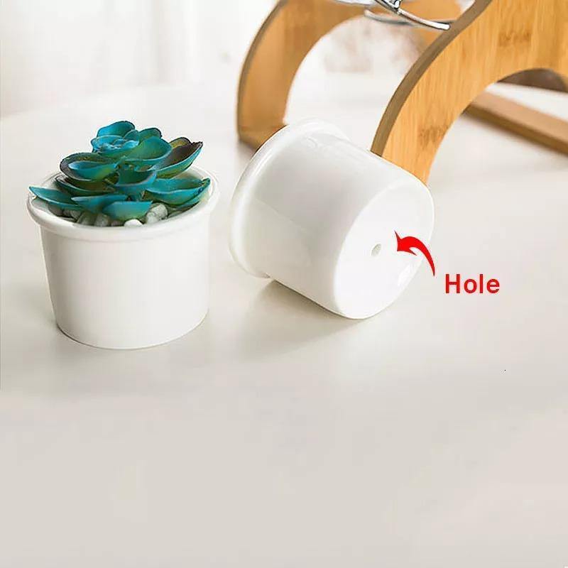 PlanterWheel Holz-Karussell mit Keramik Sukkulententöpfen | Stilvolle Pflanzen-Deko | Rotierende Eleganz