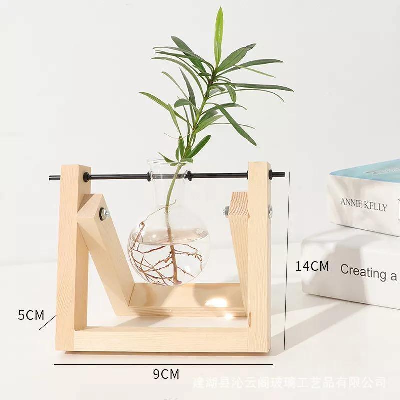EcoGrow Glas Anzuchtvase mit Holzständer | Minimalistisches Design | Pflanzgefäß für Zuhause | Deko für Pflanzenliebhaber