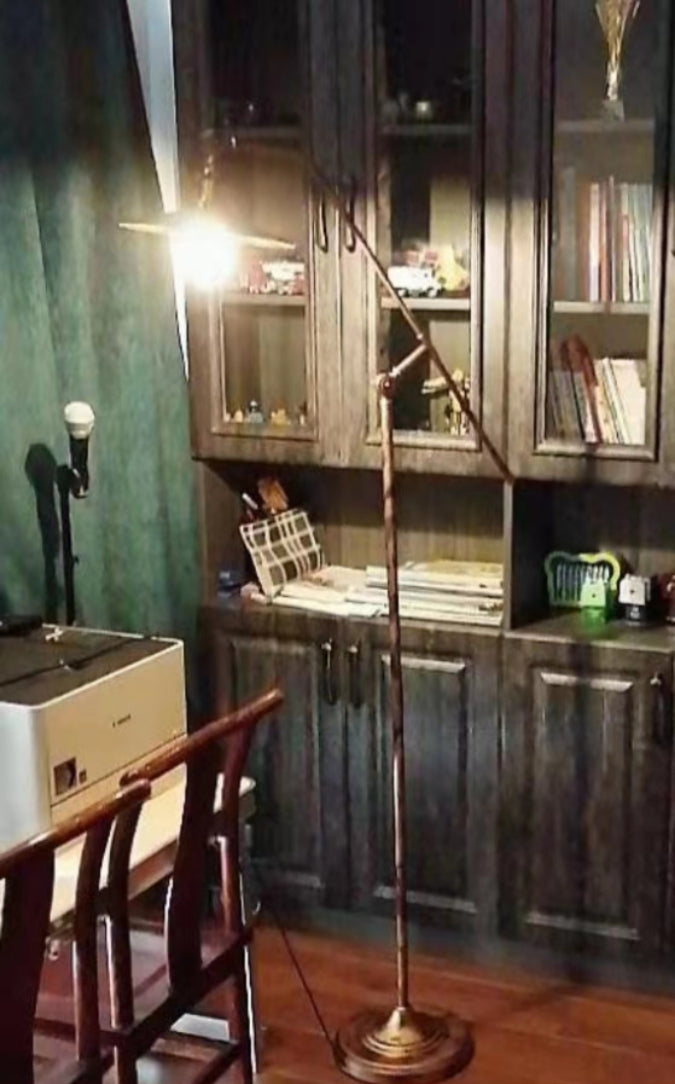 IronLoom Stehlampe mit langem Arm | Zylindrischer Lampenschirm | Industrielles Design für Schlafzimmer & Wohnzimmer