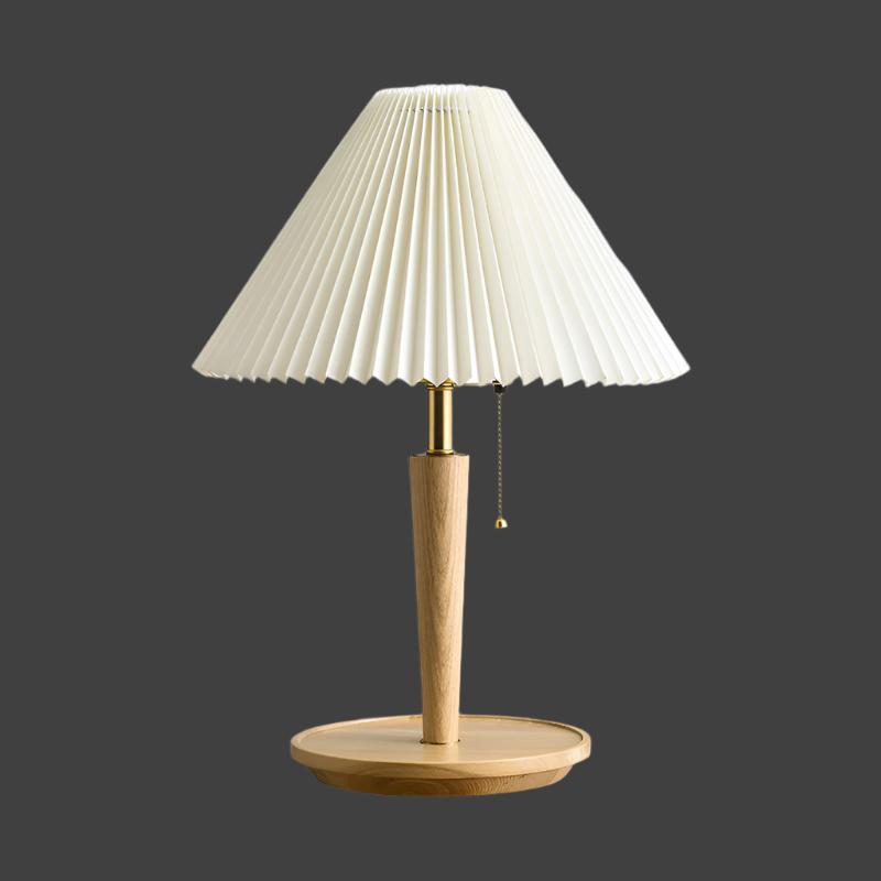 GrainGlow Vintage Tischlampe aus Plissiertem Holz | Stilvolle Beleuchtung | Perfekt für Zuhause