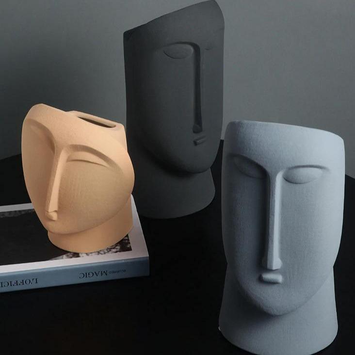 ArtVisage Abstrakte Gesichtsvase | Skulpturales Design | Handgefertigte Deko-Vase | Modernes Wohnaccessoire