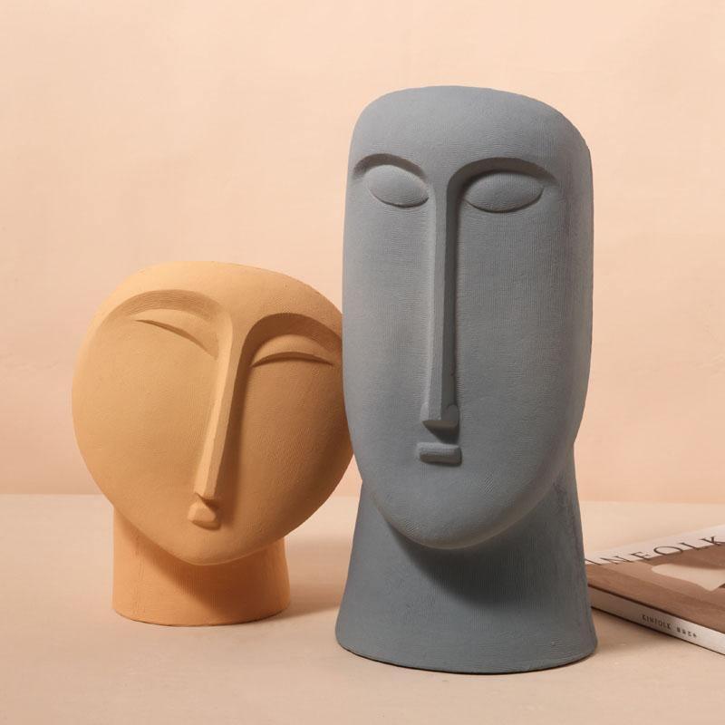 ArtVisage Abstrakte Gesichtsvase | Skulpturales Design | Handgefertigte Deko-Vase | Modernes Wohnaccessoire