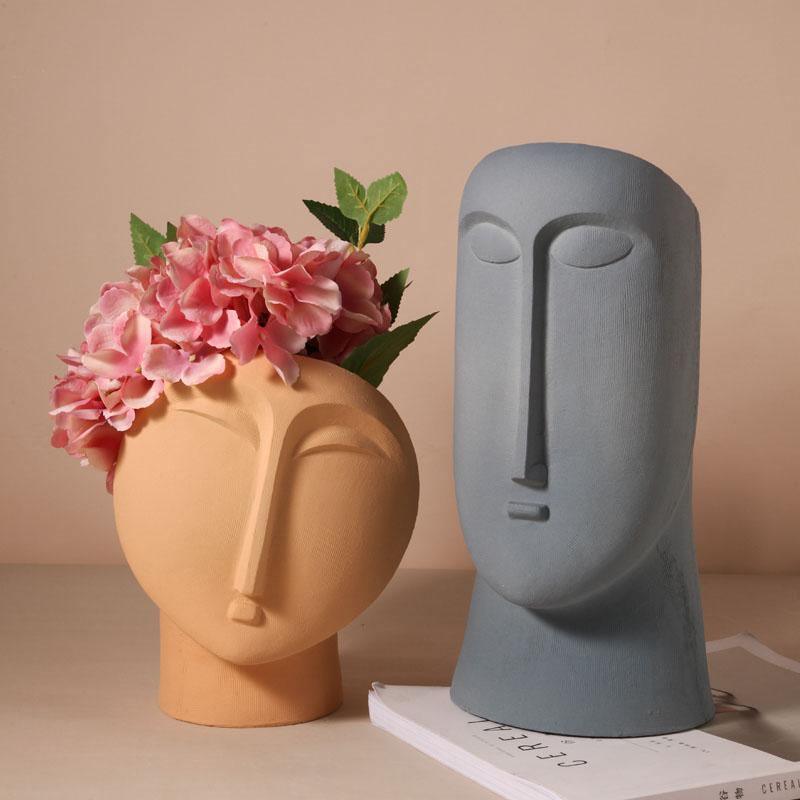 ArtVisage Abstrakte Gesichtsvase | Skulpturales Design | Handgefertigte Deko-Vase | Modernes Wohnaccessoire
