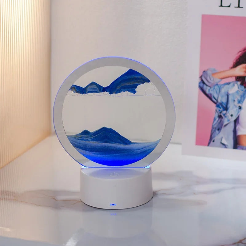 LumenFlow Quicksand 3D USB Tischlampe | Nachtlicht mit Touch-Schalter | 7 Farben