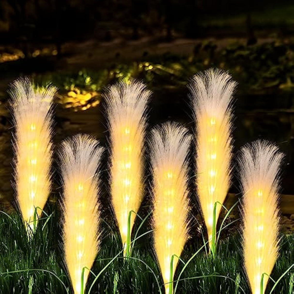 SolaraGlow Fiber Reed Solar Außenleuchte | Solar Gartenlampe | Wetterfest | Dekorativ & Energiesparend