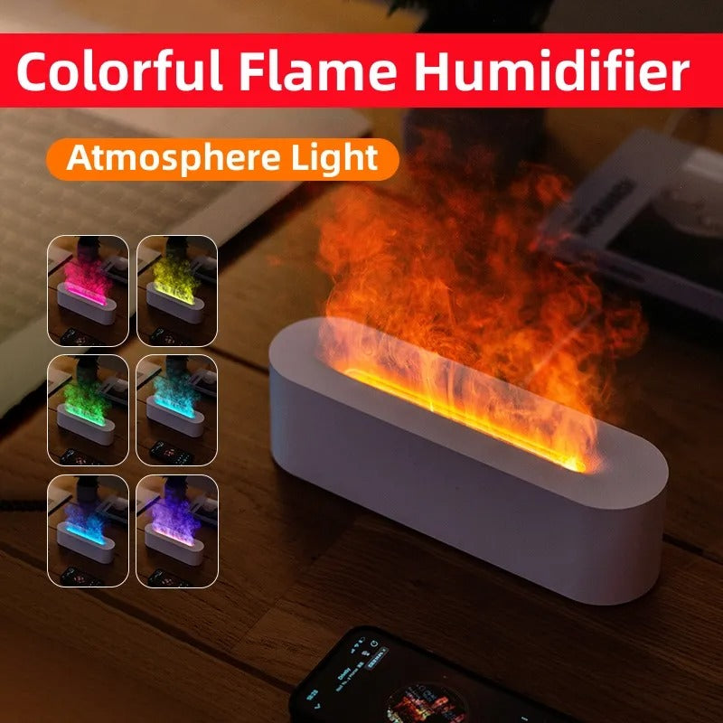 FlameMist Feuer-Luftbefeuchter | Innovativer LED-Humidifier | Aromatherapie | Entspannungslicht für Zuhause und Büro