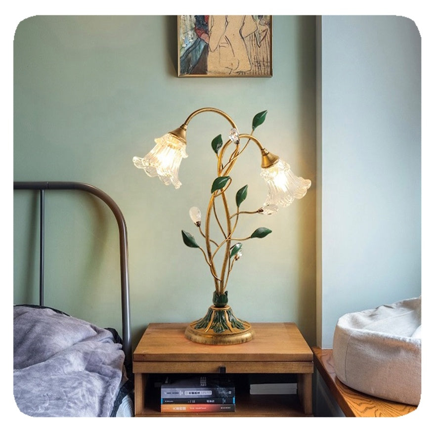 FleurGlow Französisch Blume Tischlampe | Elegantes Design | Perfekte Deko für Zuhause