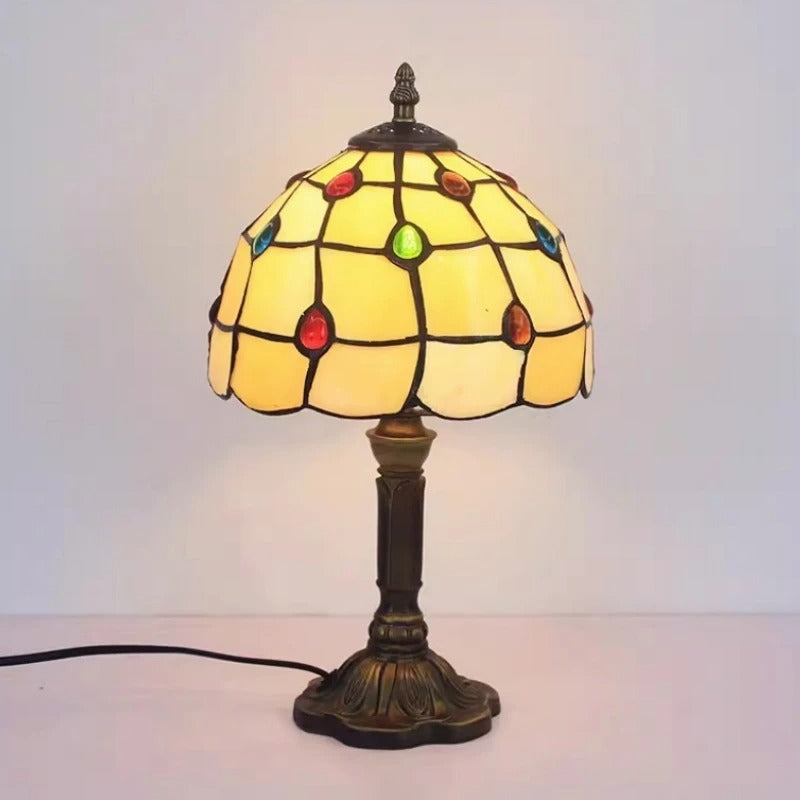 BaroqueGlow LED Tischlampe im Tiffany-Stil | Vintage Barock Design | Dekorative Leselampe