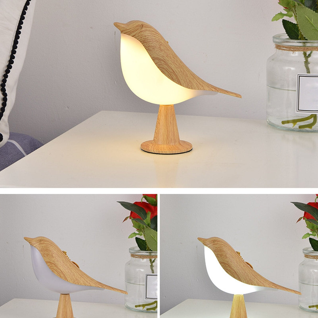 BirdGlow Dekorative Tischleuchte | Stilvolle Designer Lampe | Natürliche Materialien | Exklusive Deko für Zuhause