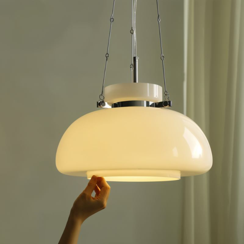 LumoPearl Milchige Pendelleuchte | Modernes Design | LED Beleuchtung | Stilvolle Wohnraum-Deko