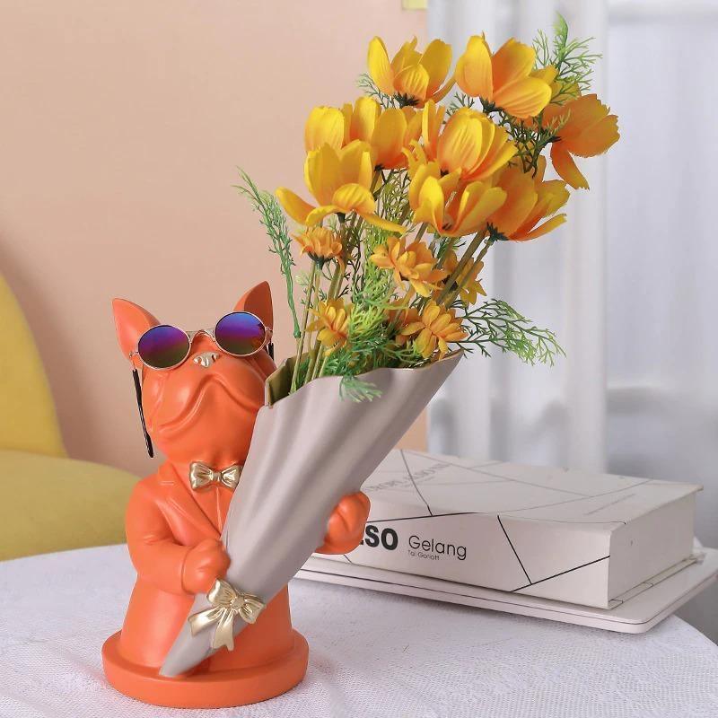 BulldogBloom French Bulldog Blumenvase | Stilvolle Tier-Deko für Zuhause | Handgefertigt | Farbvielfalt