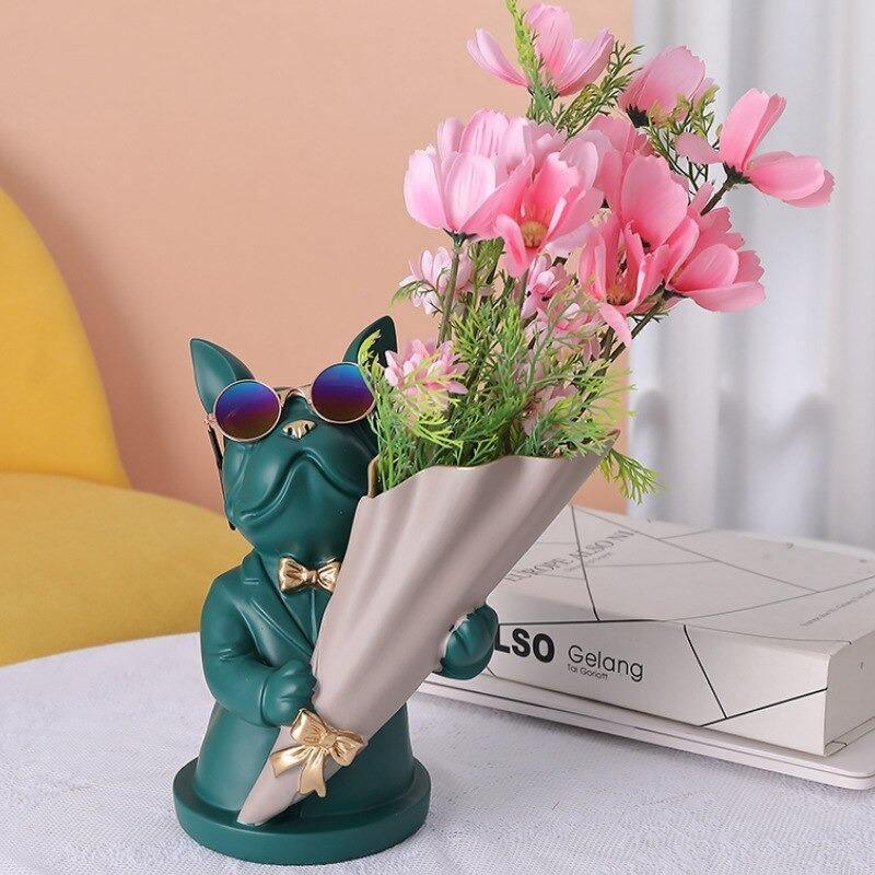 BulldogBloom French Bulldog Blumenvase | Stilvolle Tier-Deko für Zuhause | Handgefertigt | Farbvielfalt