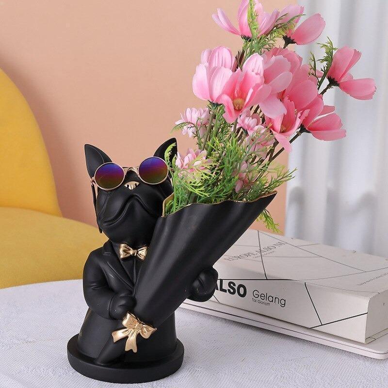 BulldogBloom French Bulldog Blumenvase | Stilvolle Tier-Deko für Zuhause | Handgefertigt | Farbvielfalt
