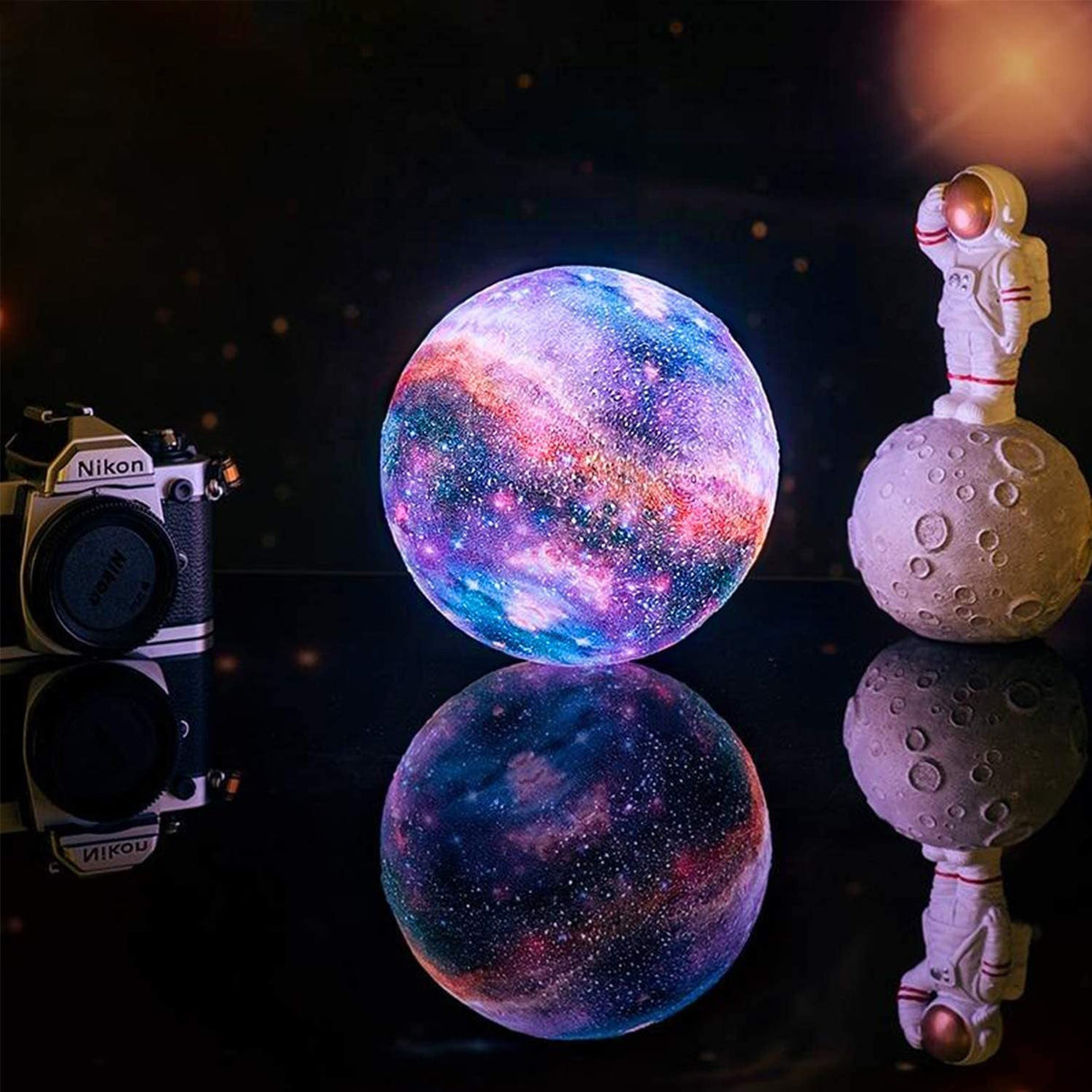 CelestiGlow Galaxy Moon Lamp | 3D-Druck LED Mondlampe | Farbwechsel | Touch & USB-Aufladung | Stimmungslicht für Zuhause