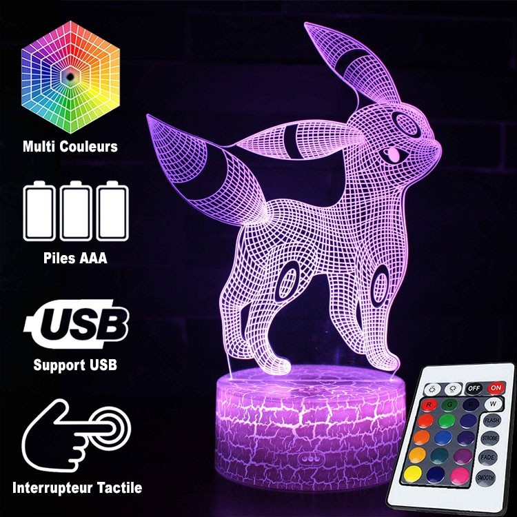 LumiMon 3D LED Lampe | Nachtlicht für Kinderzimmer | Pokémon Deko Leuchte | Stimmungslicht mit Farbwechsel & USB-Anschluss