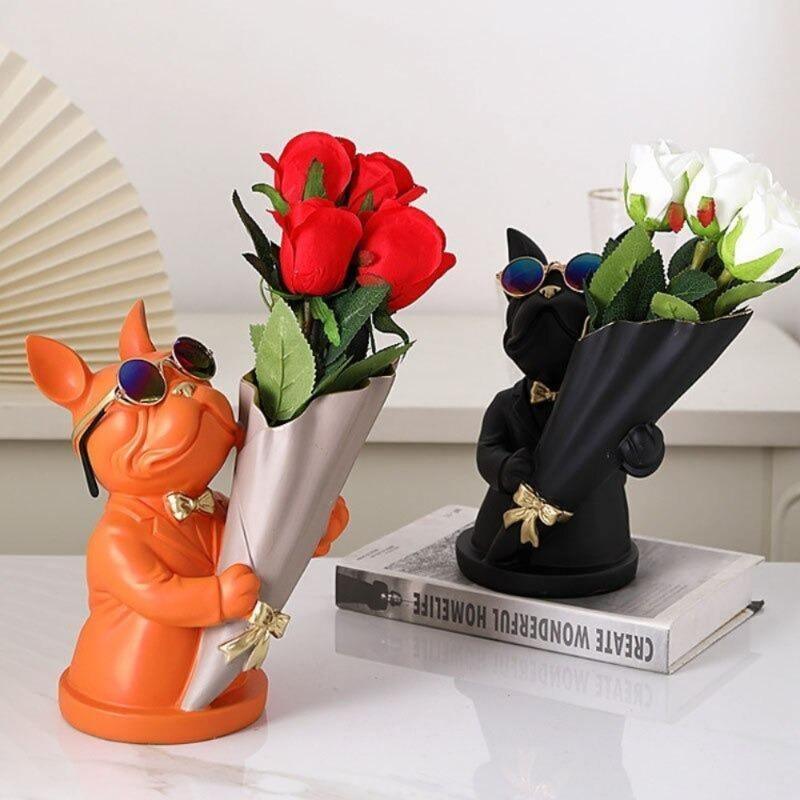 BulldogBloom French Bulldog Blumenvase | Stilvolle Tier-Deko für Zuhause | Handgefertigt | Farbvielfalt