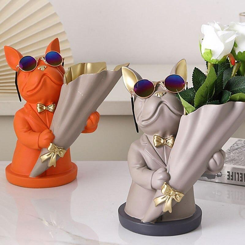 BulldogBloom French Bulldog Blumenvase | Stilvolle Tier-Deko für Zuhause | Handgefertigt | Farbvielfalt