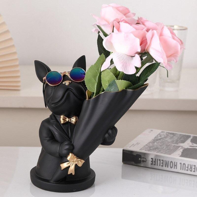 BulldogBloom French Bulldog Blumenvase | Stilvolle Tier-Deko für Zuhause | Handgefertigt | Farbvielfalt