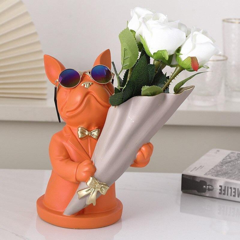 BulldogBloom French Bulldog Blumenvase | Stilvolle Tier-Deko für Zuhause | Handgefertigt | Farbvielfalt