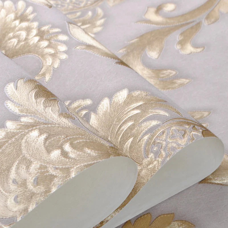 MajestiWall Luxus 3D Damast Tapete | Gold texturiert | Klassisches Design | Elegante Wanddekoration