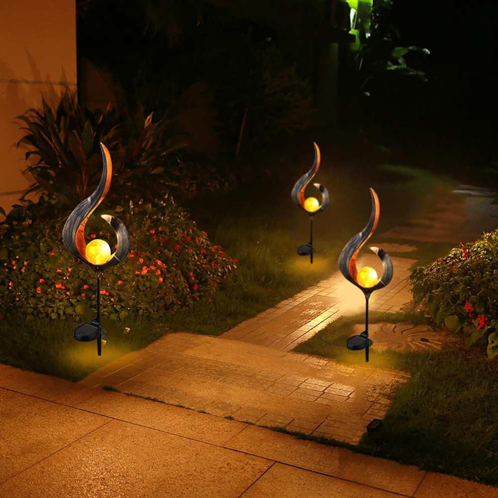 IgnisLuxe LED Gartenleuchte mit Künstlicher Flammenoptik | Solarbetrieben | Stimmungsvolle Außenbeleuchtung | Dekor für Garten & Terrasse