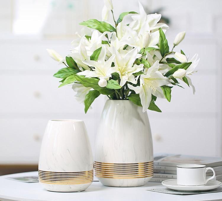 Marbelle Gold Akzent Marmorvase | Elegante Wohnkultur | Große & Kleine Größen