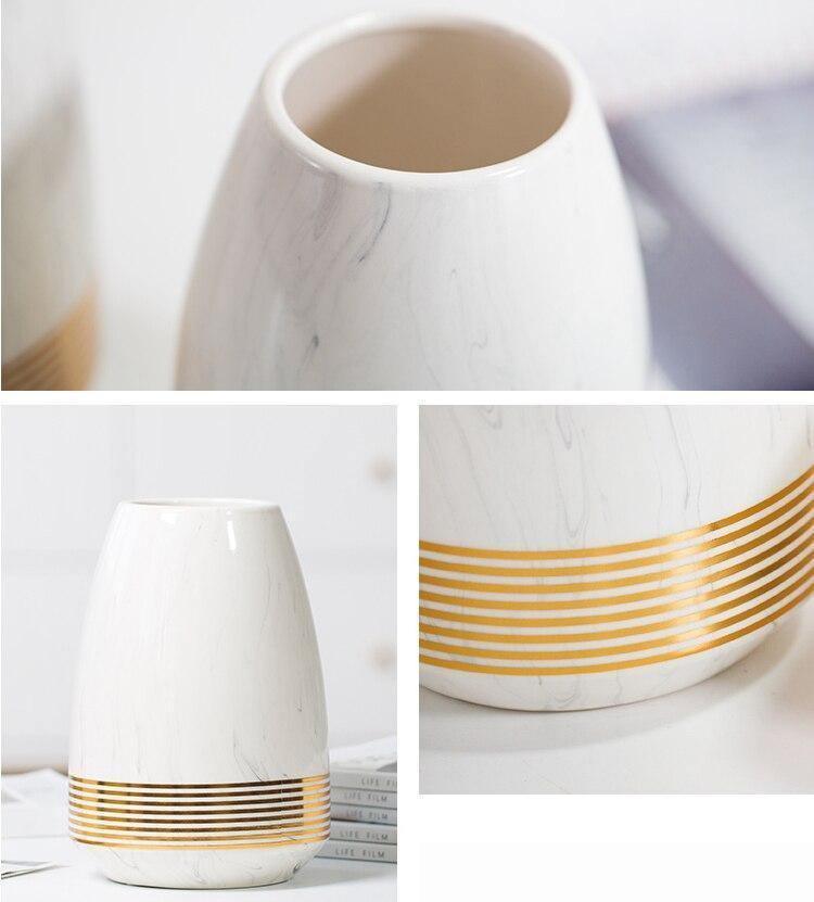 Marbelle Gold Akzent Marmorvase | Elegante Wohnkultur | Große & Kleine Größen