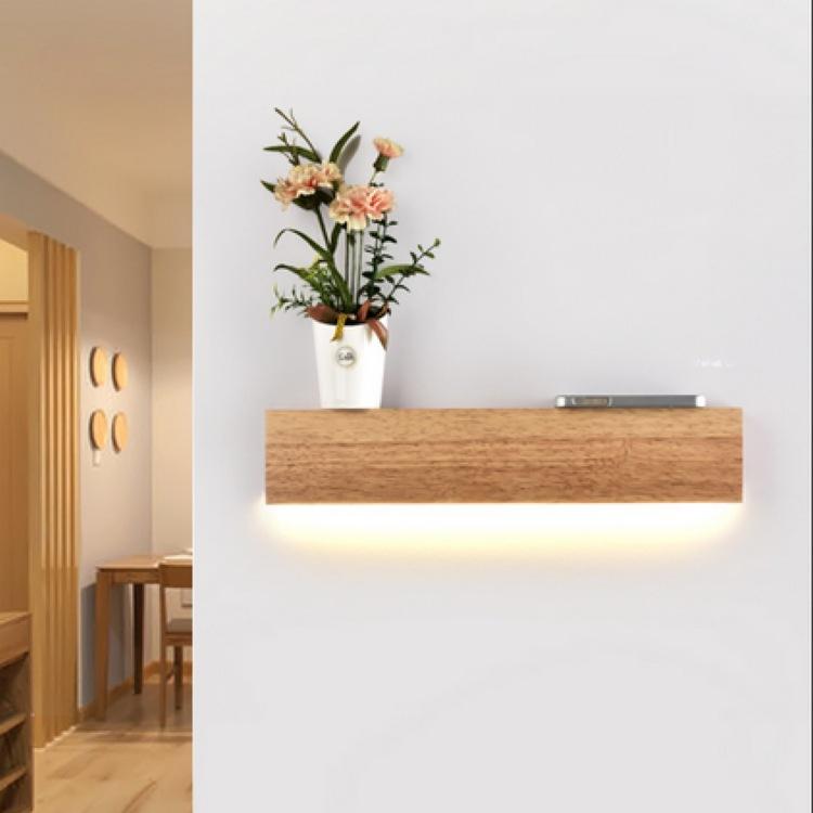 LumaOak Holzregal mit integrierter Lampe | Modernes Design | LED Beleuchtung | Multifunktionale Deko