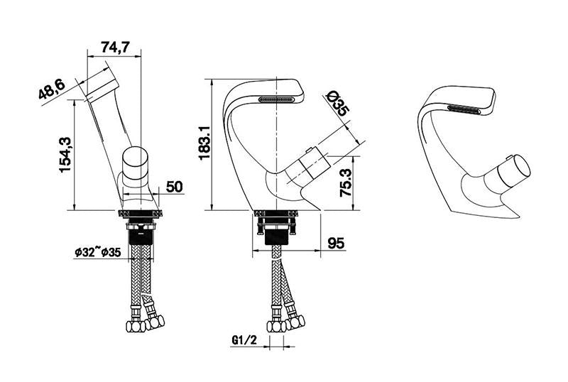 CascadeLux Moderne Badezimmerarmatur | Chrom Wasserfall-Wasserhahn | Solides Messing | Elegantes Design