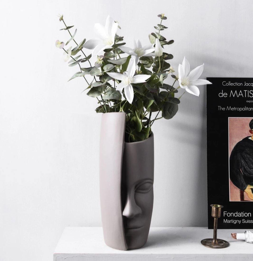 ArtVase Face Design | Moderne Kunstvase | Skulpturale Blumenvase