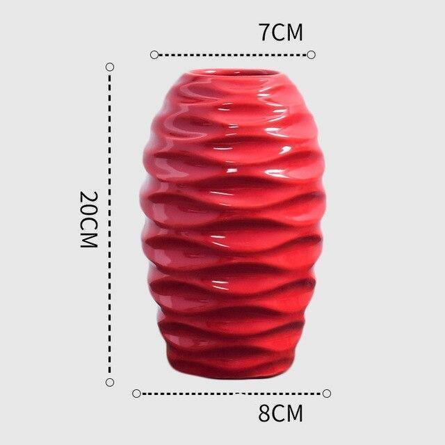 CrimsonFlow Geschwungene Rote Vase | Zeitloses Design | Dekoratives Highlight | Moderne Wohnkultur