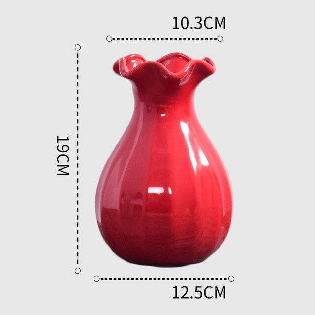 CrimsonFlow Geschwungene Rote Vase | Zeitloses Design | Dekoratives Highlight | Moderne Wohnkultur