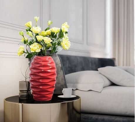 CrimsonFlow Geschwungene Rote Vase | Zeitloses Design | Dekoratives Highlight | Moderne Wohnkultur