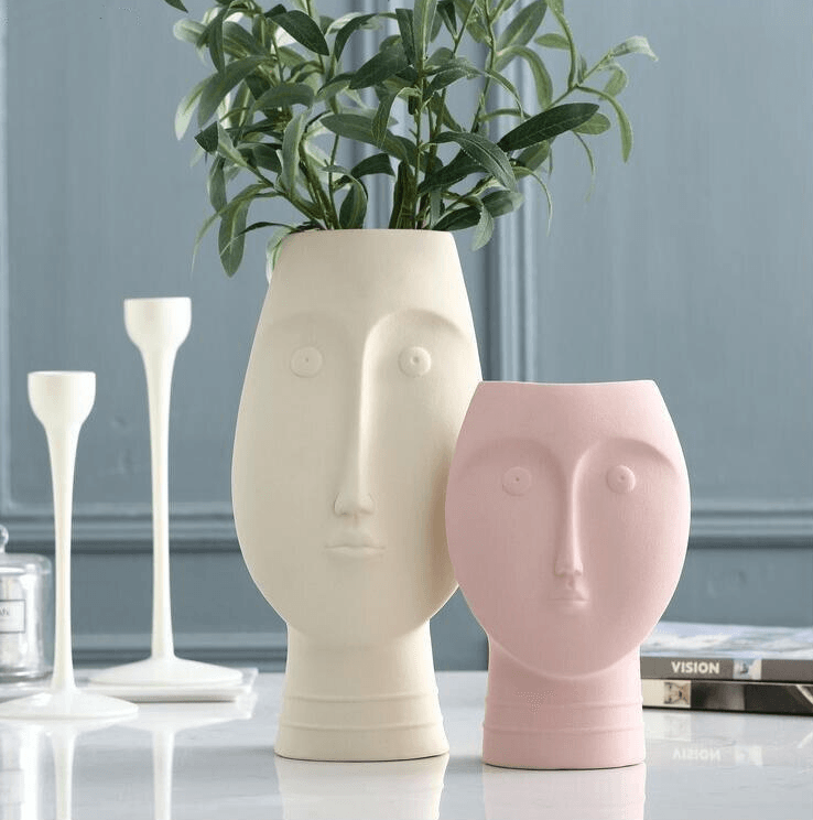 Sculpta Face Design Keramik Vase | Moderne Deko für Wohnzimmer & Büro | Handgefertigte Kunstvasen