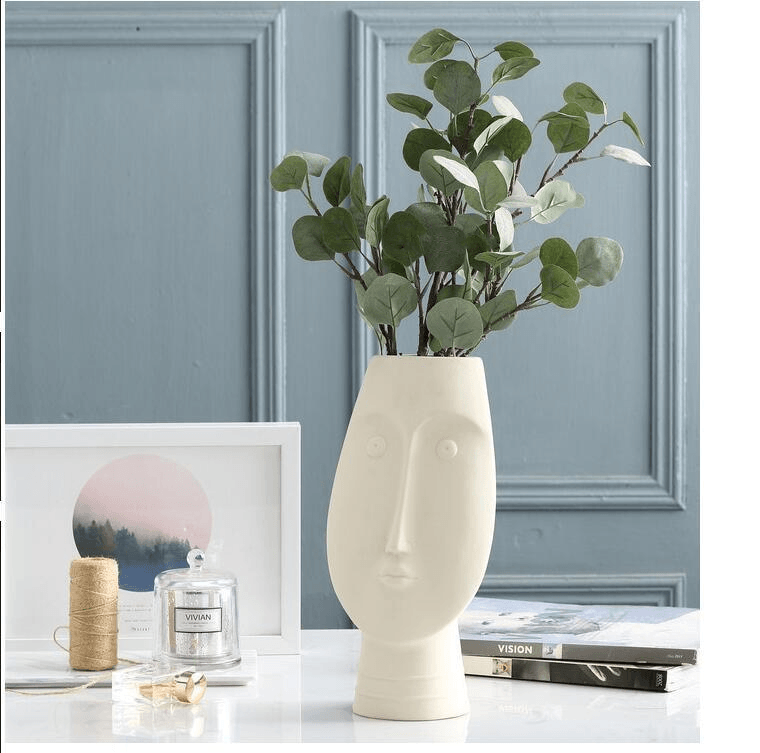 Sculpta Face Design Keramik Vase | Moderne Deko für Wohnzimmer & Büro | Handgefertigte Kunstvasen