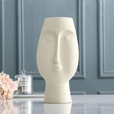 Sculpta Face Design Keramik Vase | Moderne Deko für Wohnzimmer & Büro | Handgefertigte Kunstvasen